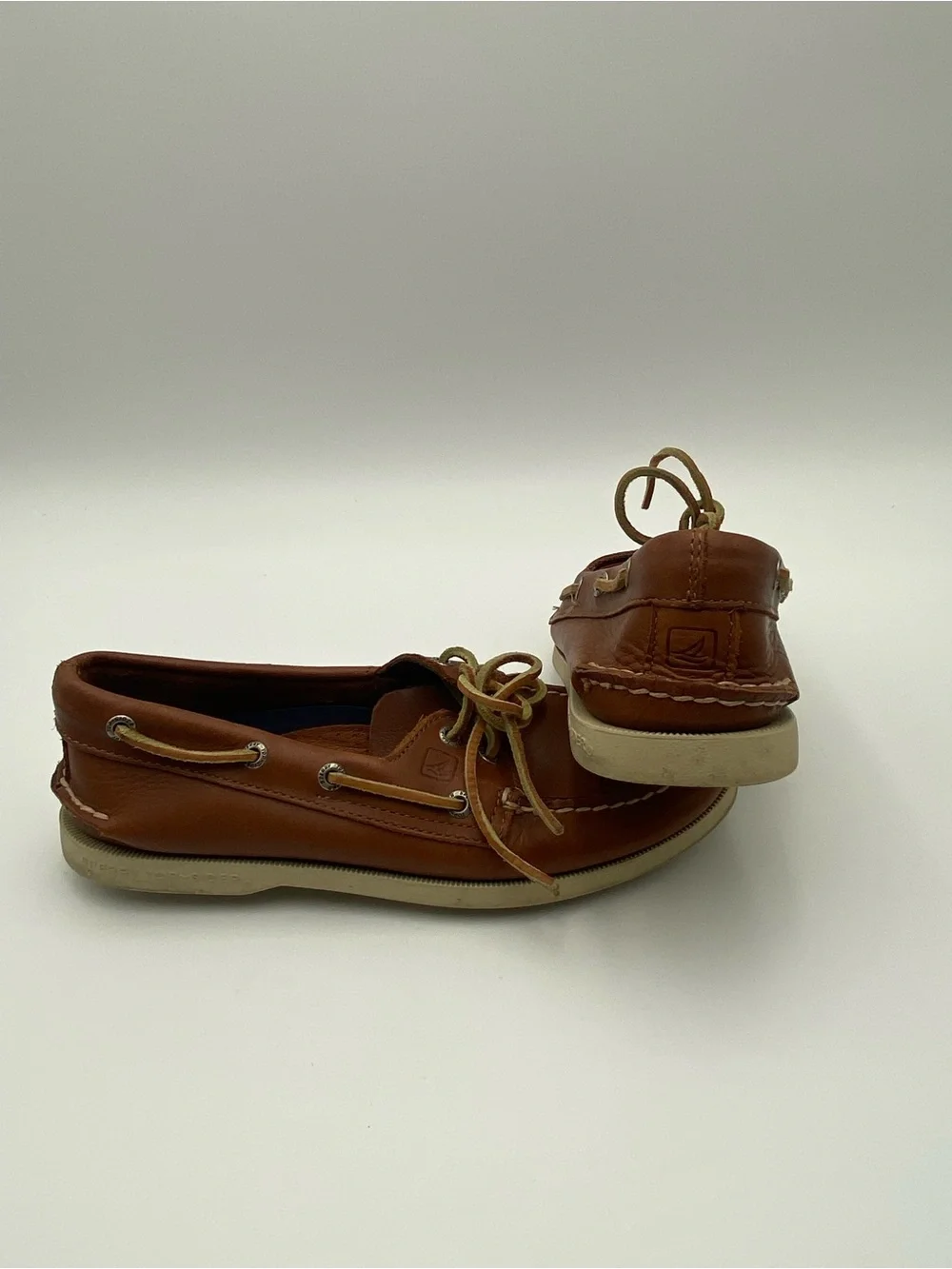 Sperry Men's Top-Sider Tan Leather Loafer Slip-On/Lace-Up Boat Shoes, Size US 7M